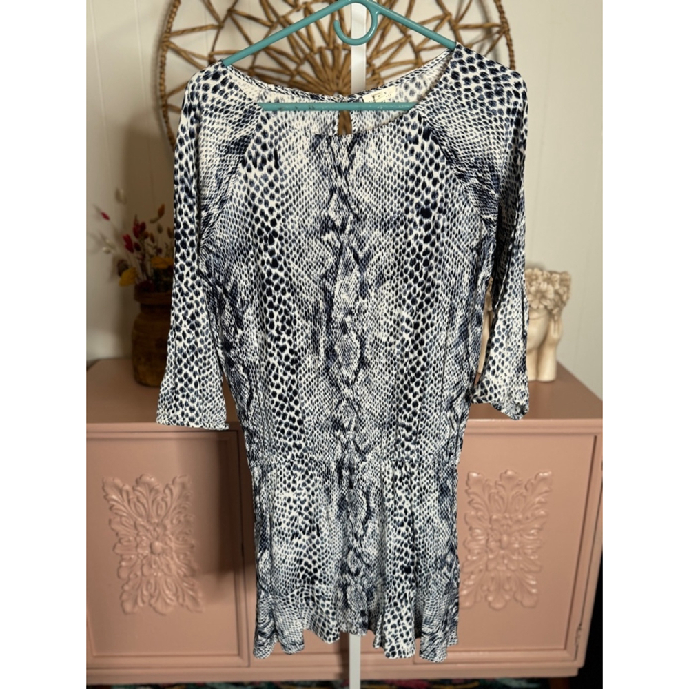 Women's SO|FT Dress, Small, White & Blue Snake Print‎
